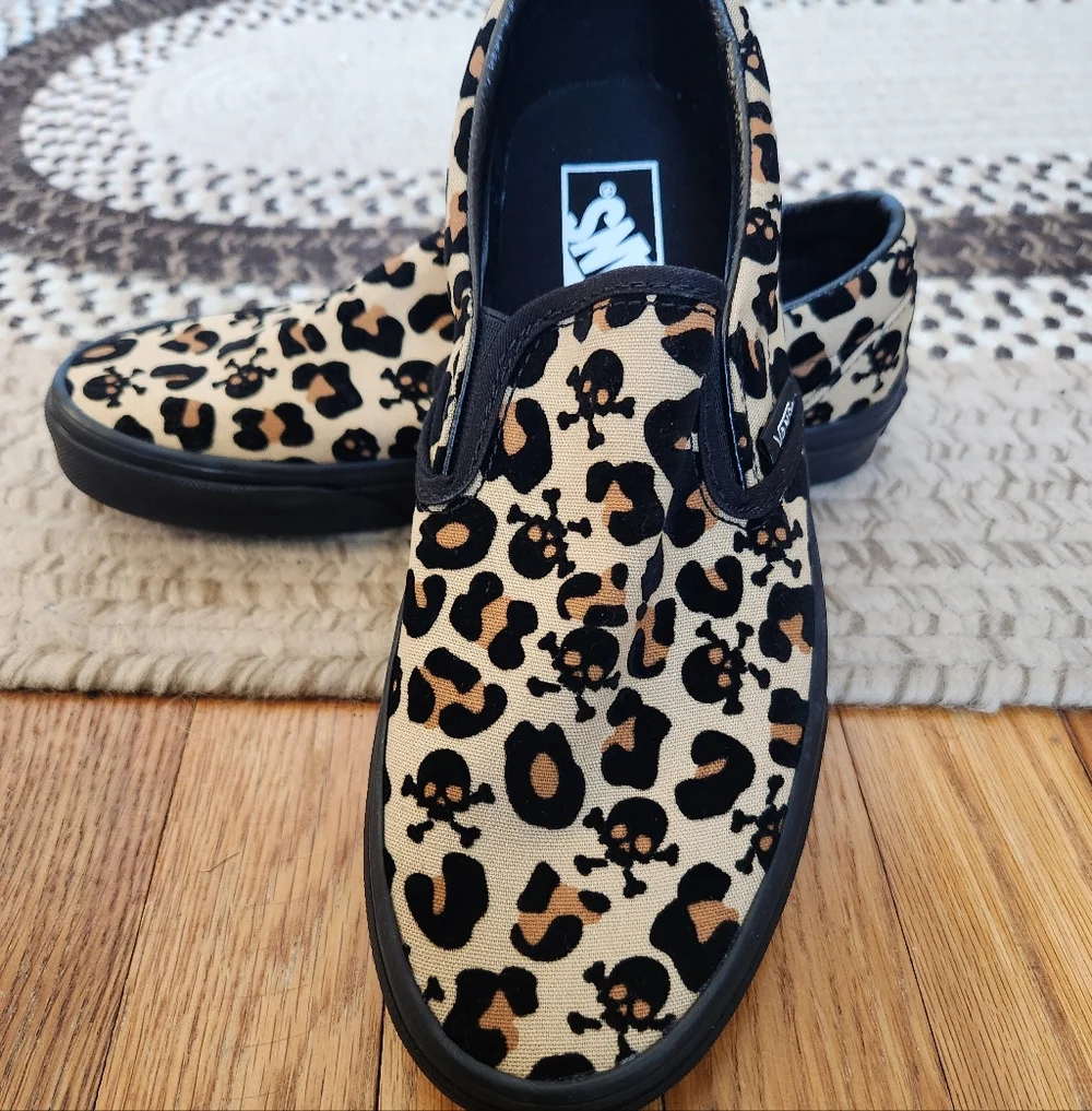 Vans Leopard and Skull Print Slip-On Sneakers